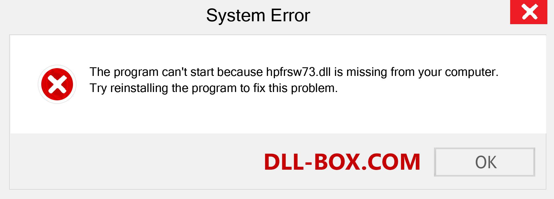  hpfrsw73.dll file is missing?. Download for Windows 7, 8, 10 - Fix  hpfrsw73 dll Missing Error on Windows, photos, images